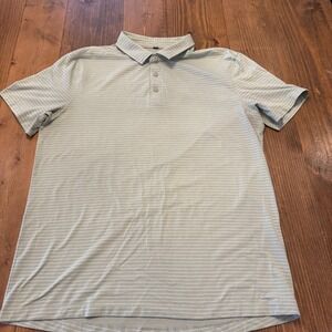 Lululemon Evolution Polo Shirt Mens Size XL Short Sleeve Grey Green Striped Golf